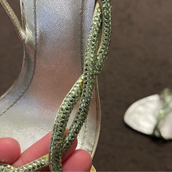 Rene Caovilla Y2K Green Rhinestone Strappy Heels - Picture 11 of 12